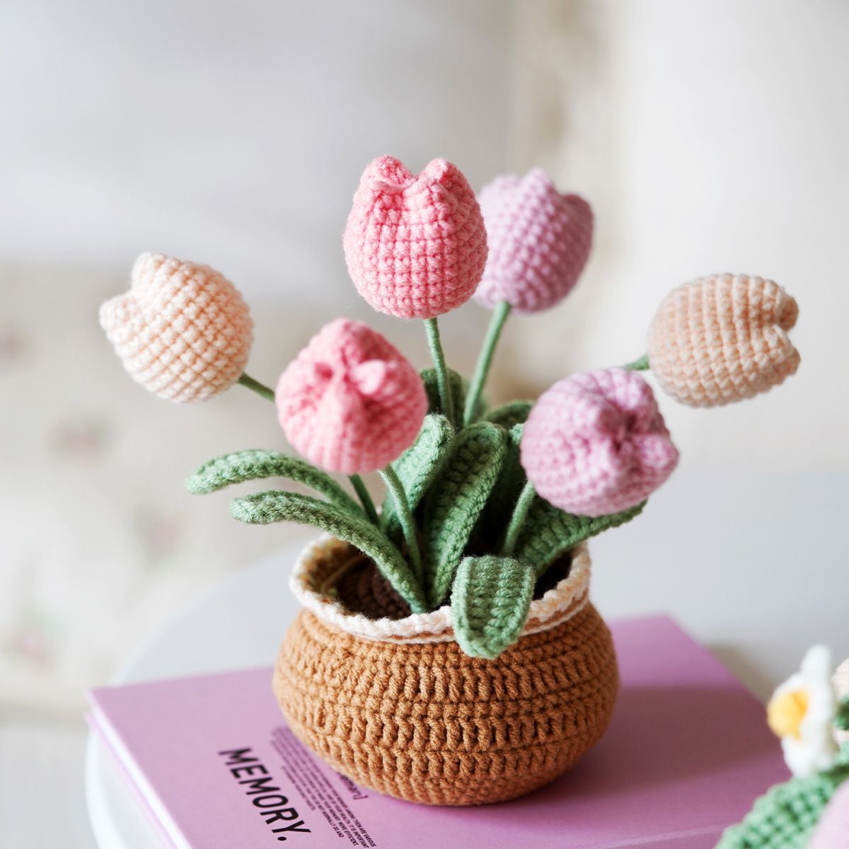 DIY Crochet Flower Potted Plant Kit for Beginners - Complete Crochet Kit with Step-by-Step Video Tutorials, Everlasting Flower Home Decor & Creative Gift