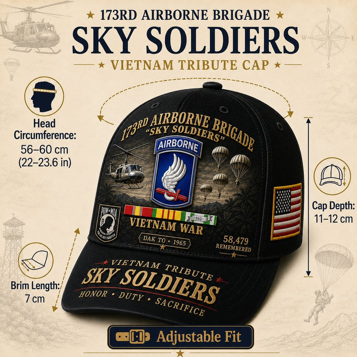 173rd Airborne Brigade Sky Soldiers Vietnam Tribute Cap