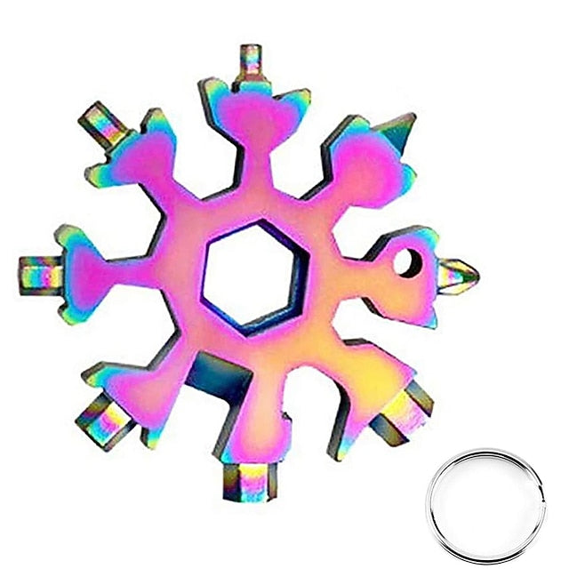 ❄️ 18-in-1 Snowflake Multi Tool Xmas Stainless Steel Snowflake Bottle Opener/Flat Cross Screwdriver Kit/Wrench Durable and Portable to Take Great Christmas gift