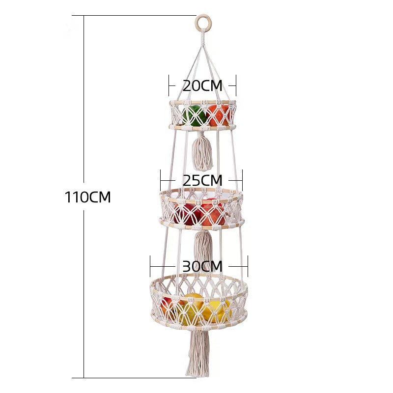 🍎 3-Tier Hanging Fruit Basket Save Counter Space & Display Fresh Produce Beautifully