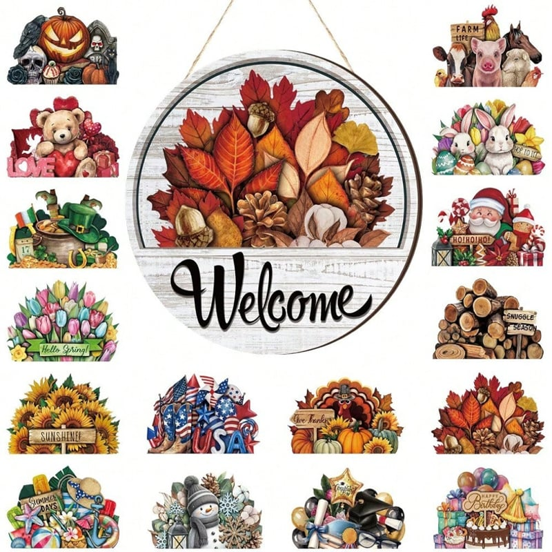 16 Pcs Interchangeable Welcome Sign for Front Door