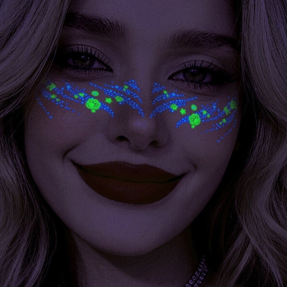 Halloween Glow in the Dark Face Tattoos – 3 Color UV Neon