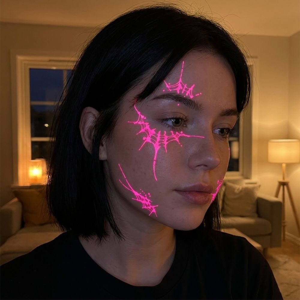 Halloween Glow in the Dark Face Tattoos – 3 Color UV Neon