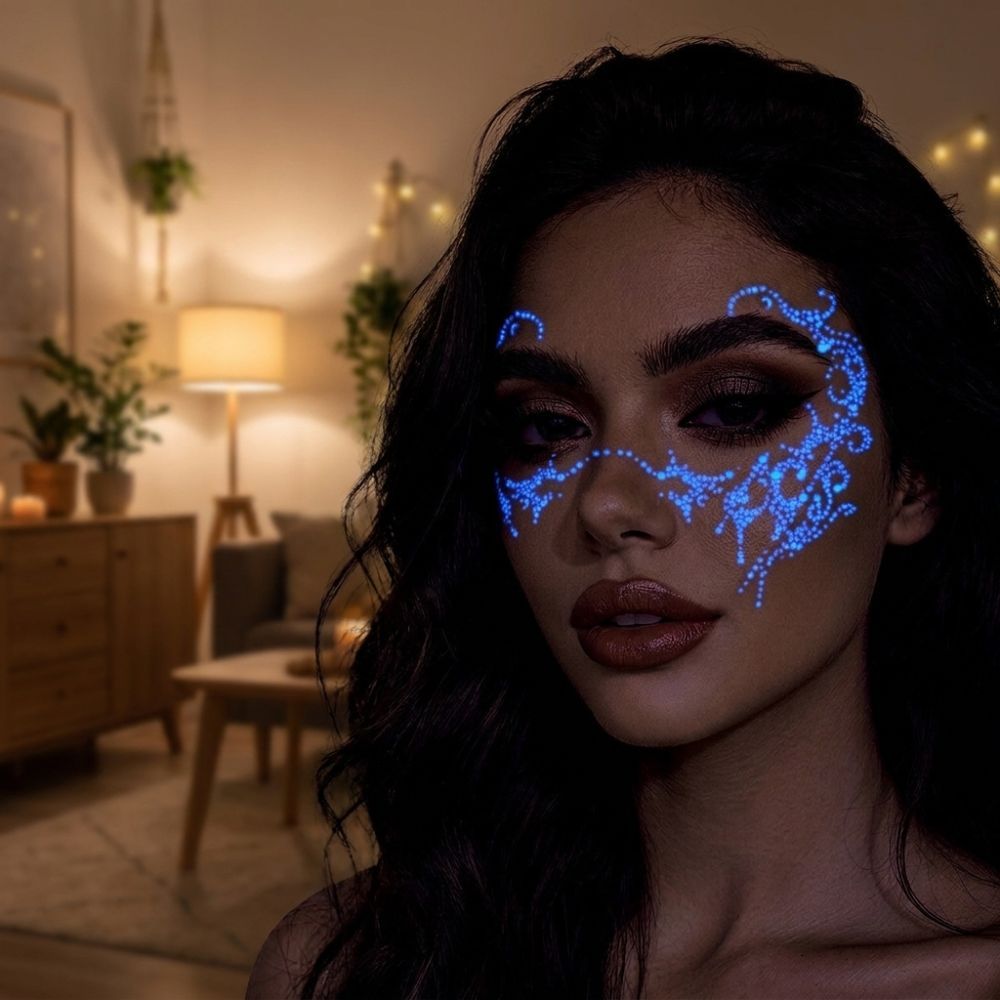 Halloween Glow in the Dark Face Tattoos – 3 Color UV Neon