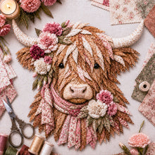 Birth Flower Highland Cow Fabric Art Diy Kit