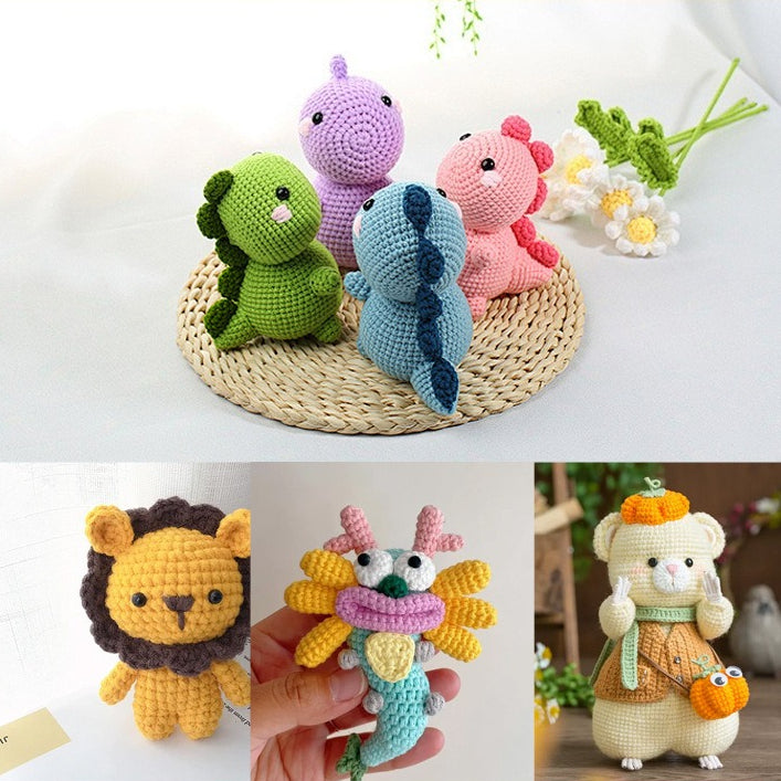 TODAY'S SPECIAL OFFER-50% OFF Cute Animal Crochet Kit – DIY Handmade Amigurumi Doll Making Kit with Yarn & Crochet Hook for Beginners