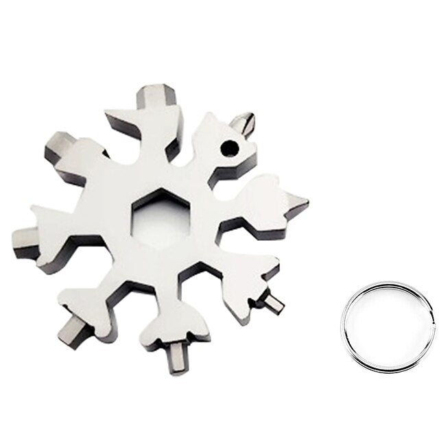 ❄️ 18-in-1 Snowflake Multi Tool Xmas Stainless Steel Snowflake Bottle Opener/Flat Cross Screwdriver Kit/Wrench Durable and Portable to Take Great Christmas gift