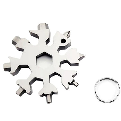 ❄️ 18-in-1 Snowflake Multi Tool Xmas Stainless Steel Snowflake Bottle Opener/Flat Cross Screwdriver Kit/Wrench Durable and Portable to Take Great Christmas gift