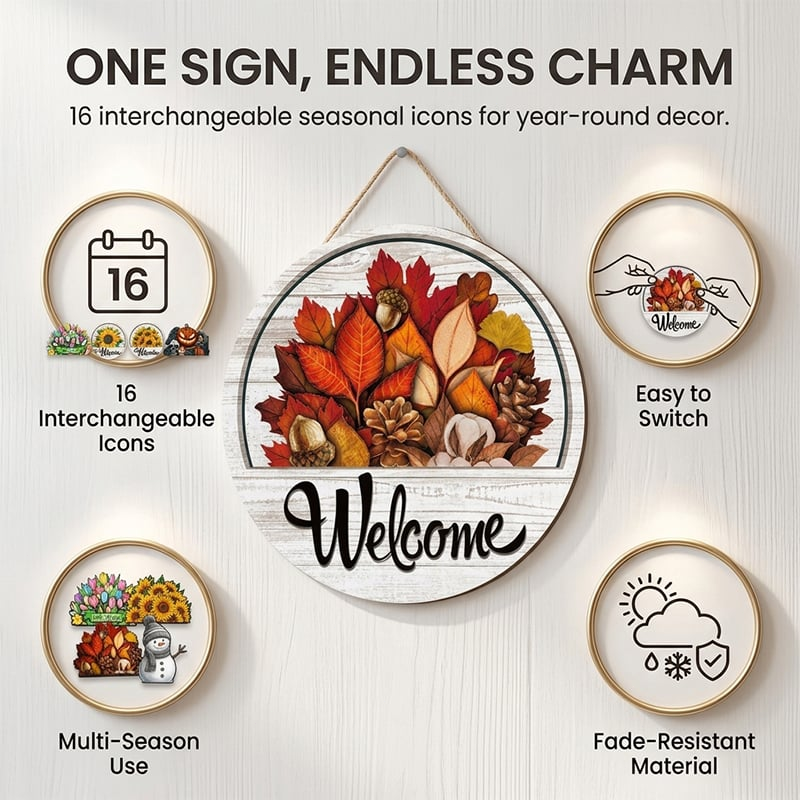 16 Pcs Interchangeable Welcome Sign for Front Door