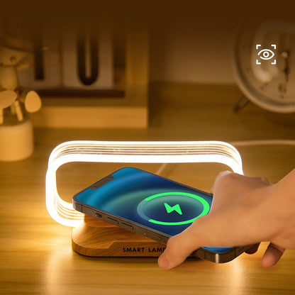 3-in-1 Acrylic Touch Table Lamp with 15W Wireless Charger - Portable Dimmable Cordless LED Light, Modern Aesthetic Bedside Charging Station Lamp