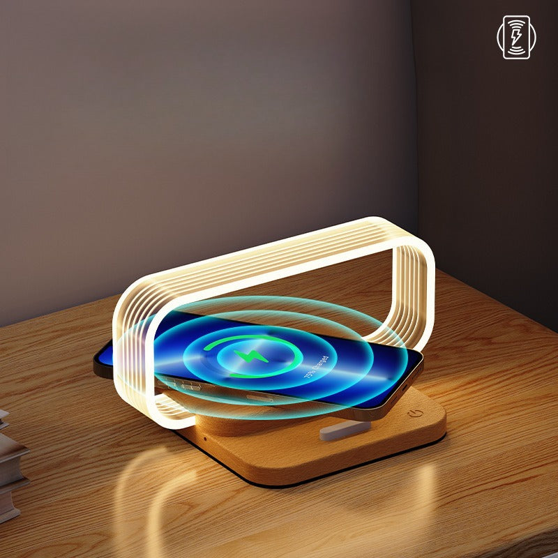 3-in-1 Acrylic Touch Table Lamp with 15W Wireless Charger - Portable Dimmable Cordless LED Light, Modern Aesthetic Bedside Charging Station Lamp