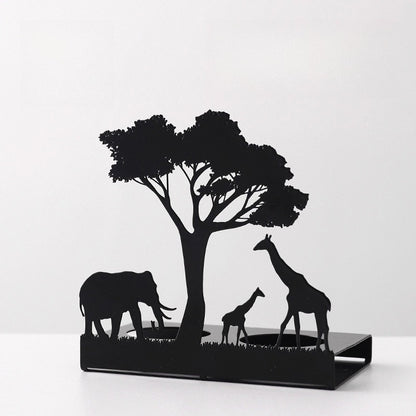 Golden Safari Metallic Candle Holder Set - Sleek Elephant & Giraffe Taper Candlestick Stands, Modern Aesthetic Dining Table Decor for Weddings & Parties