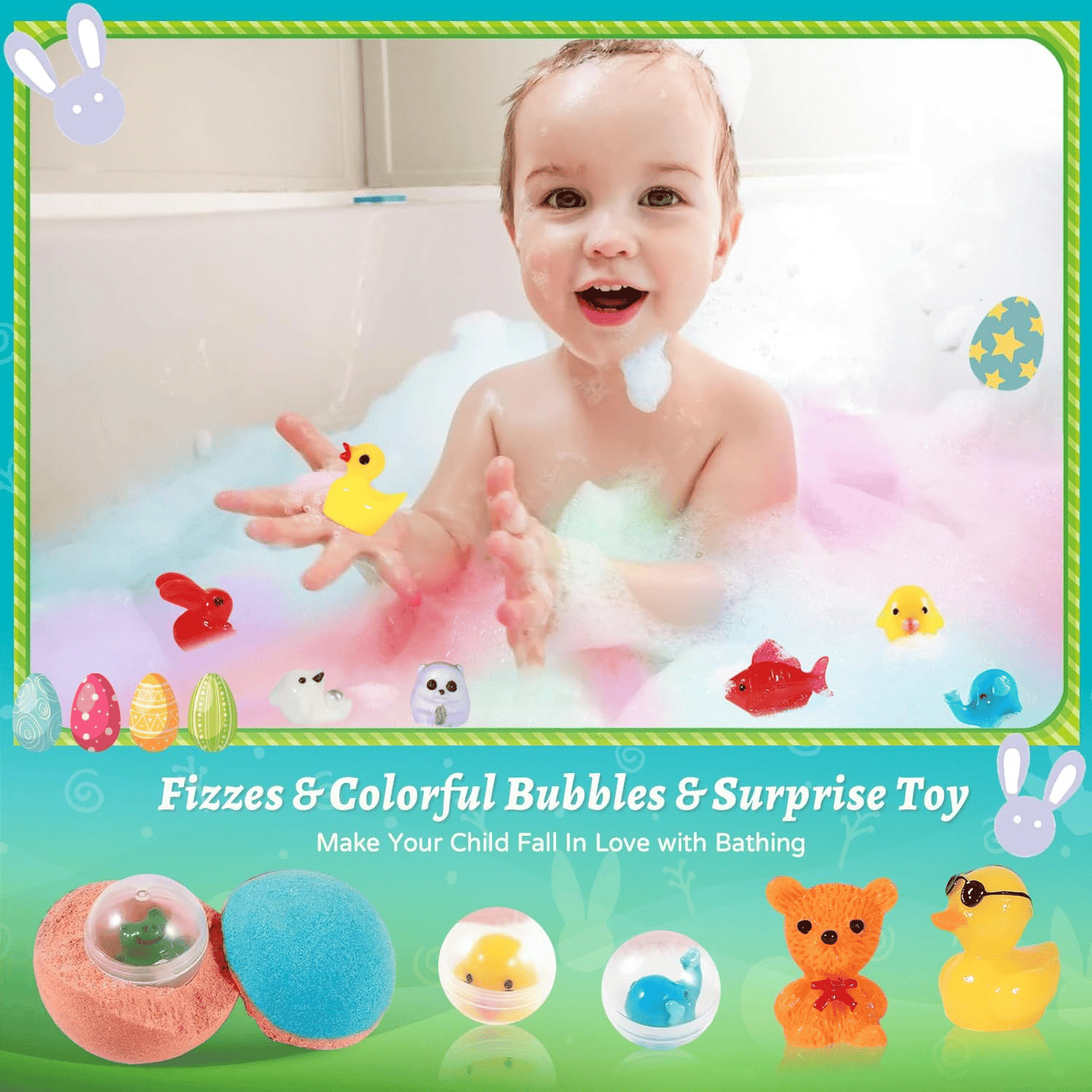 🛁LAST DAY 50% OFF -🥚Kids Bath Bombs with Surprise Inside – Easter Gift Set✨