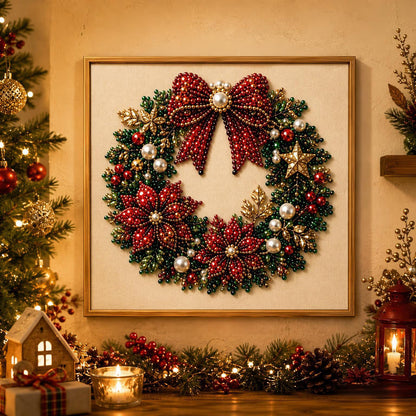 🎄  Premium 3D Pearl Christmas Diamond Painting Art Kit | Luxury Flocked Canvas with Scratch-Resistant Non-Fading Pearl Beads DIY Holiday Decor 🎅⛄️❄️