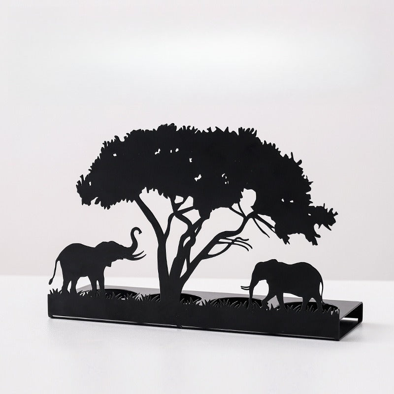 Golden Safari Metallic Candle Holder Set - Sleek Elephant & Giraffe Taper Candlestick Stands, Modern Aesthetic Dining Table Decor for Weddings & Parties