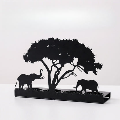 Golden Safari Metallic Candle Holder Set - Sleek Elephant & Giraffe Taper Candlestick Stands, Modern Aesthetic Dining Table Decor for Weddings & Parties