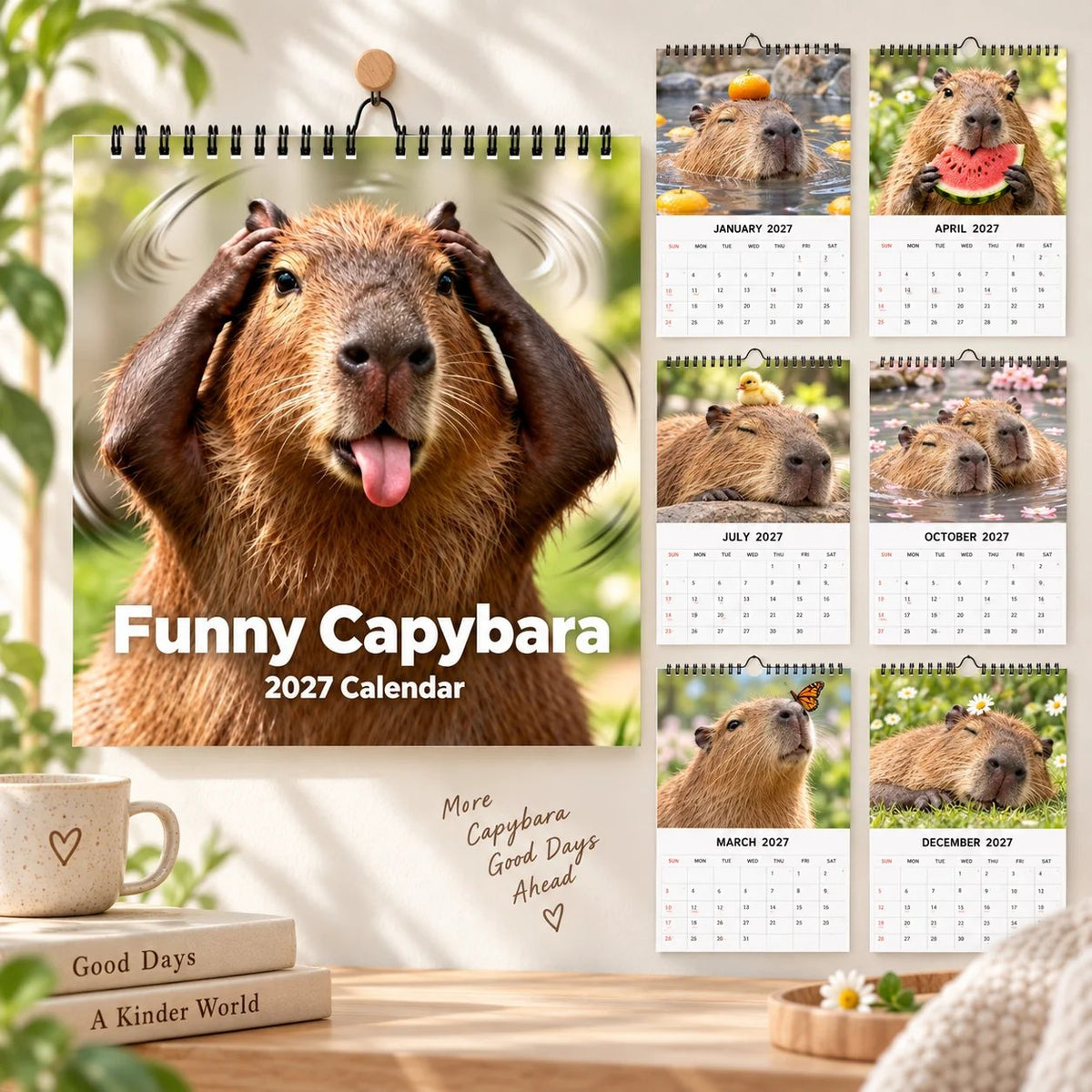 Funny Capybara 2027 Wall Calendar