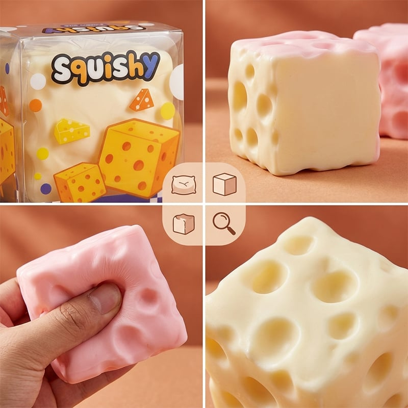 Cheese Cube Squishy Toy