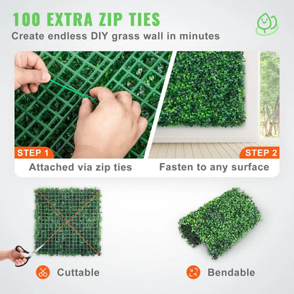 Artificial Boxwood Panels 24 PCS 20"x20" Boxwood Hedge Wall Panels for Decoration of Outdoor, Indoor, Garden, Fence & Backyard Decorating Home Goods