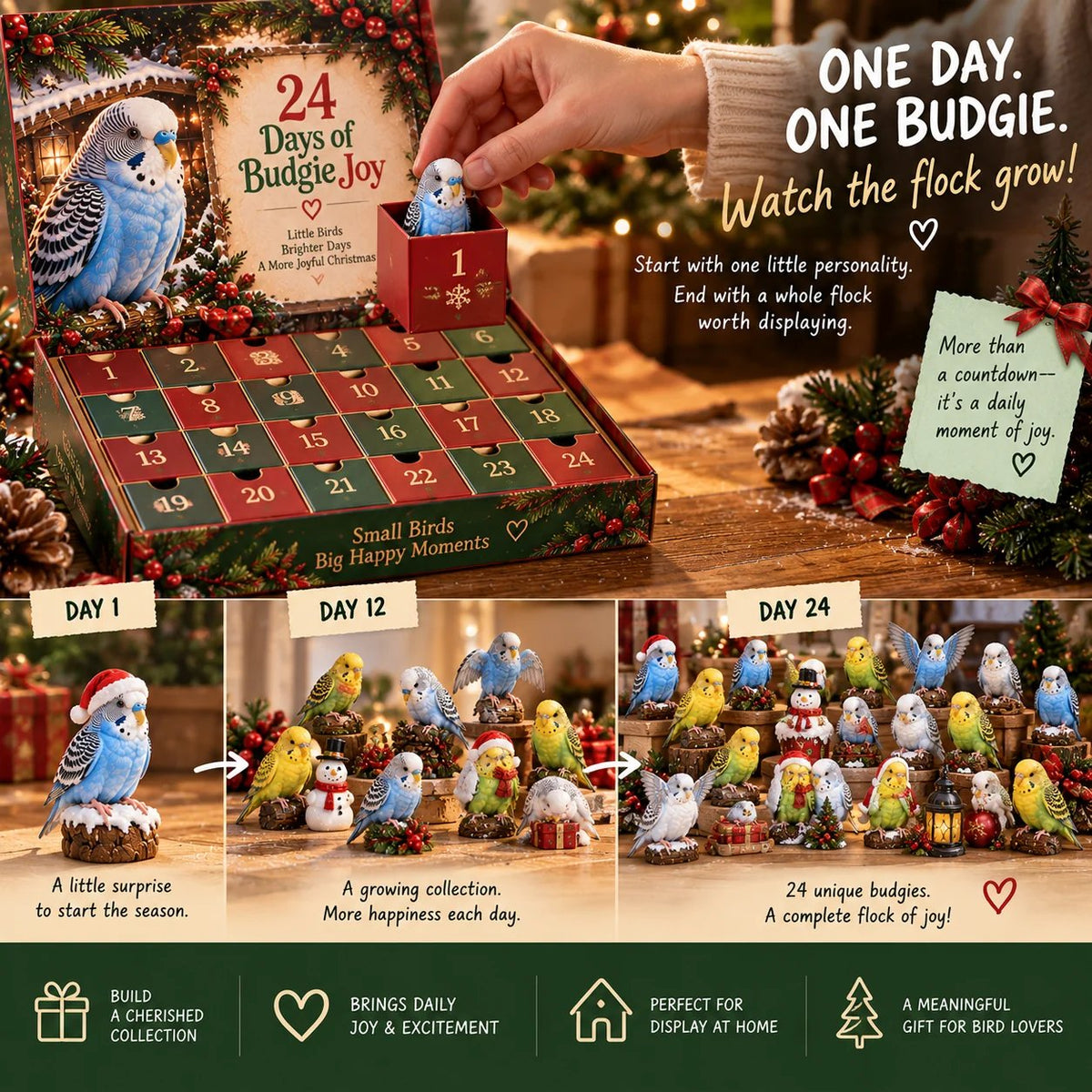 24 Days of Budgie Bliss – 24 small birds, 24 big personalities