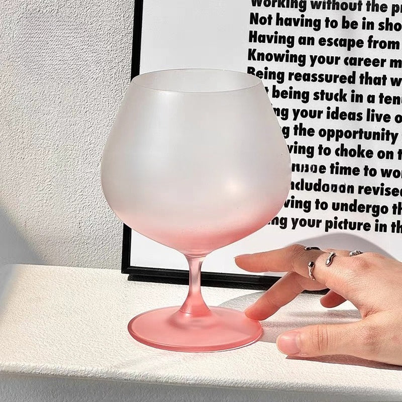 Gradient Pink Frosted Stem Wine Glass