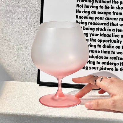 Gradient Pink Frosted Stem Wine Glass
