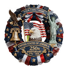Personalized America 250th Anniversary Wood Wreath – 1776-2026 Patriotic Door Sign
