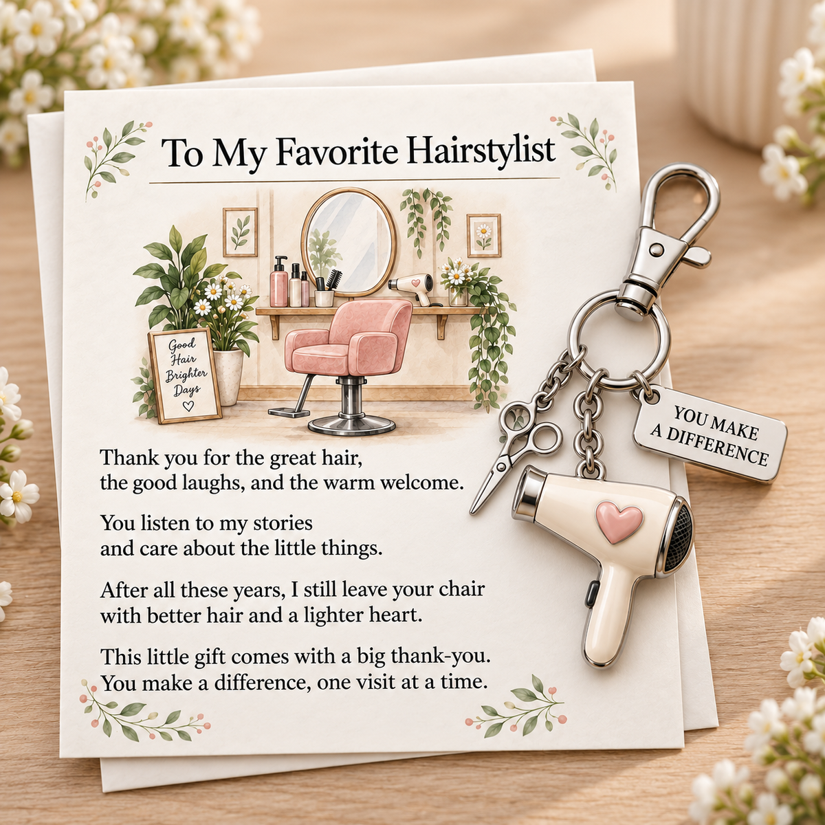 "You Make a Difference" Appreciation Gift Set – Keychain & Card