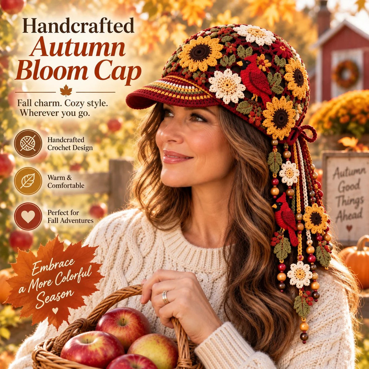 Women’s Handmade Crochet Autumn Baseball Cap