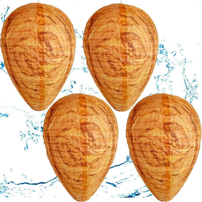 Wasp Nest Decoy 4 Pack 11" x 8.7" – Outdoor Hanging Fake Hornet Nest, Natural Wasp Repellent for Patio, BBQ, Backyard