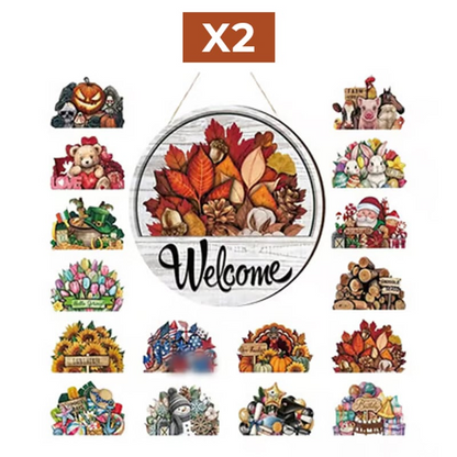 16 Pcs Interchangeable Welcome Sign for Front Door