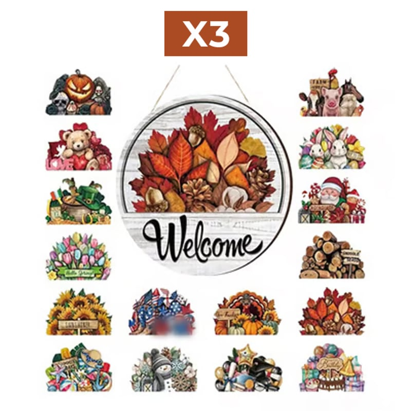 16 Pcs Interchangeable Welcome Sign for Front Door