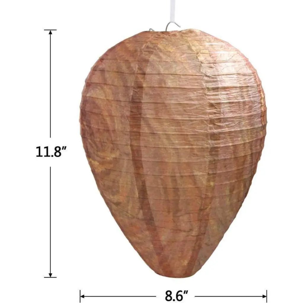 Wasp Nest Decoy 4 Pack 11" x 8.7" – Outdoor Hanging Fake Hornet Nest, Natural Wasp Repellent for Patio, BBQ, Backyard