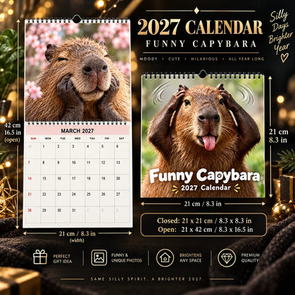 Funny Capybara 2027 Wall Calendar