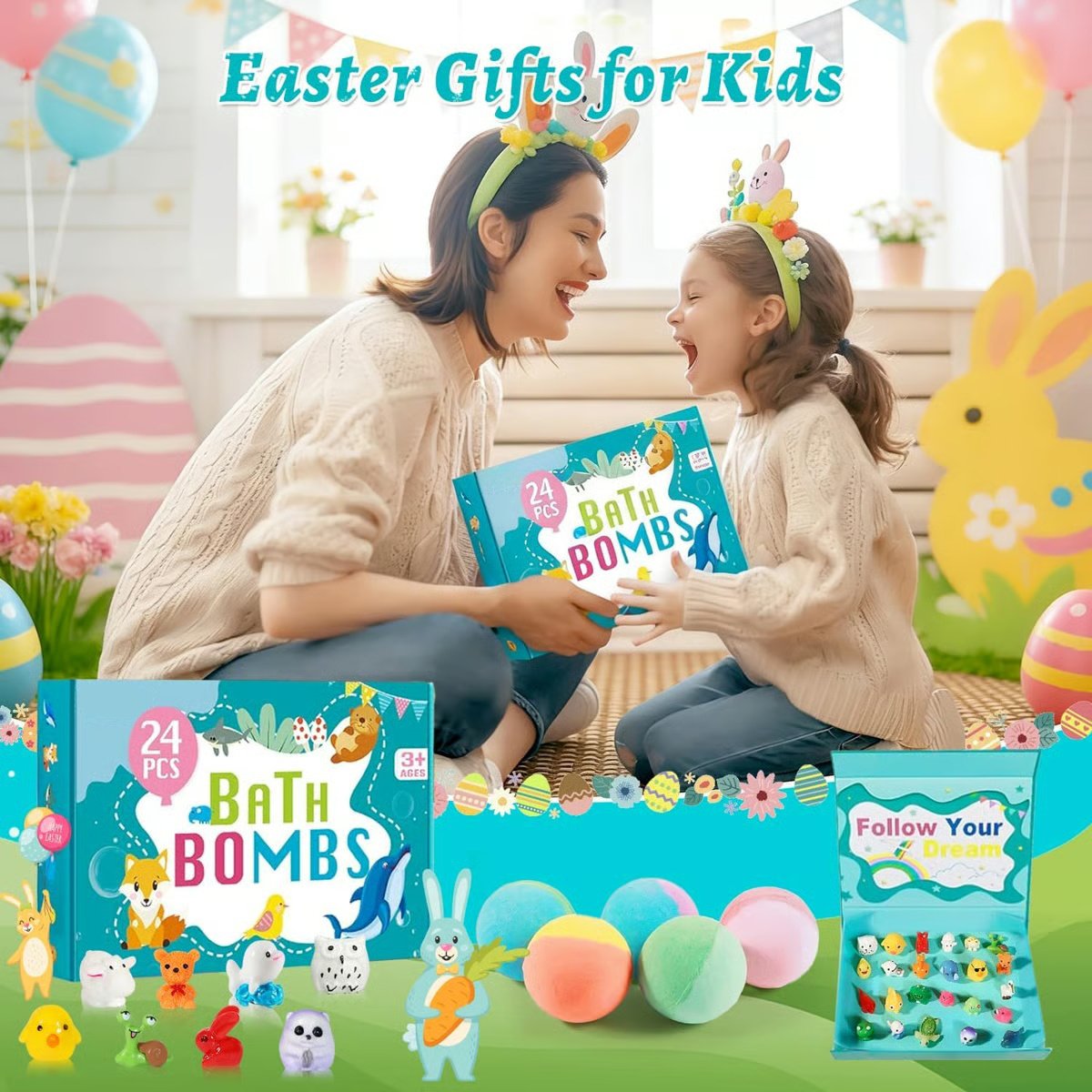🛁LAST DAY 50% OFF -🥚Kids Bath Bombs with Surprise Inside – Easter Gift Set✨