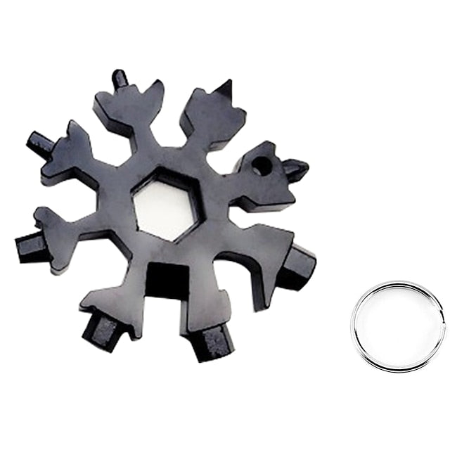 ❄️ 18-in-1 Snowflake Multi Tool Xmas Stainless Steel Snowflake Bottle Opener/Flat Cross Screwdriver Kit/Wrench Durable and Portable to Take Great Christmas gift