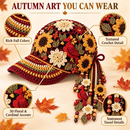 Women’s Handmade Crochet Autumn Baseball Cap