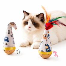 2-in-1 Interactive Cat Toy Set - Gravity Tumbler & Swaying Swing Teaser with Natural Feathers, Battery-Free Boredom Buster for Indoor Cats