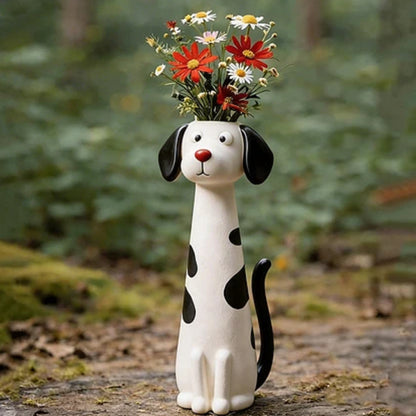 Whimsical Handmade Cat & Dog Vase - Creative Resin Animal Figurine & Planter, Eclectic Shelf Sitter Centerpiece, Novelty Pet Memorial Gift