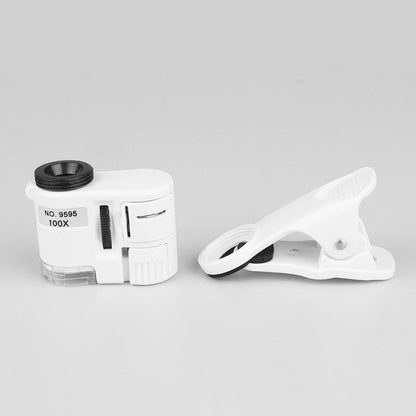 Universal 100X HD Phone Camera Microscope - Clip-On Pocket Magnifier with Built-in LED Light, Professional Jewelry, Coin, and Gemstone Inspection Tool