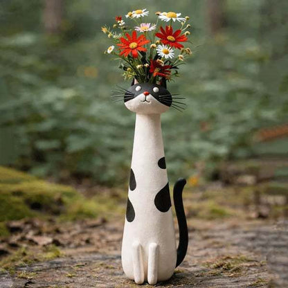Whimsical Handmade Cat & Dog Vase - Creative Resin Animal Figurine & Planter, Eclectic Shelf Sitter Centerpiece, Novelty Pet Memorial Gift
