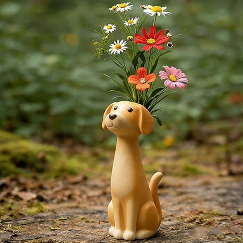 Whimsical Handmade Cat & Dog Vase - Creative Resin Animal Figurine & Planter, Eclectic Shelf Sitter Centerpiece, Novelty Pet Memorial Gift