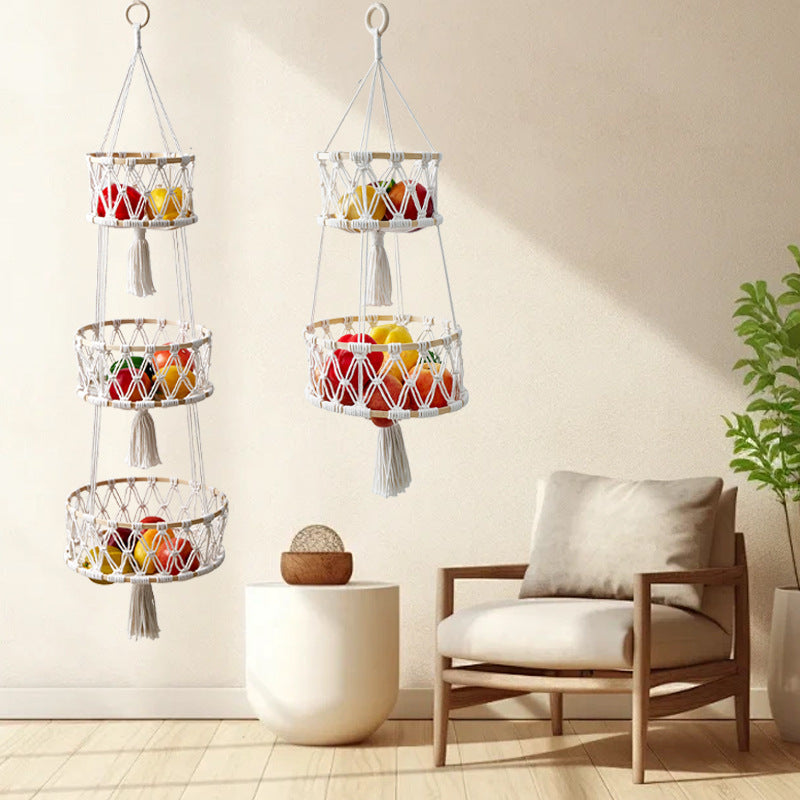 🍎 3-Tier Hanging Fruit Basket Save Counter Space & Display Fresh Produce Beautifully