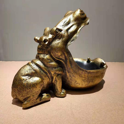 Funny Big Mouth Hippo Key & Candy Holder - Decorative Resin Animal Sculpture, Quirky Entry Table Storage Bowl, Modern Home Accent Ornament