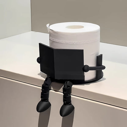 Funny Reading Little Man Toilet Paper Stand - Whimsical Bathroom Roll Tissue Holder, Creative Desktop Shelf Sitter Ornament & Novelty Gift