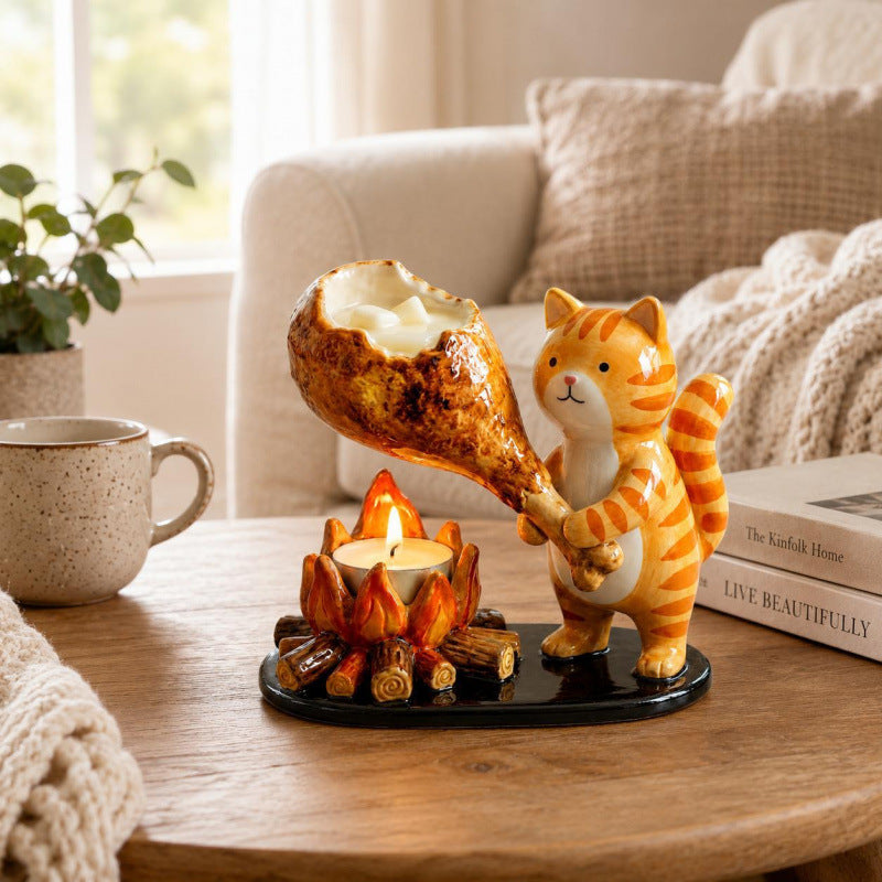 Campfire Animal Tea Light Holder – Rustic Resin Candle Lantern for Home & Outdoor Ambience Decor