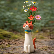 Whimsical Handmade Cat & Dog Vase - Creative Resin Animal Figurine & Planter, Eclectic Shelf Sitter Centerpiece, Novelty Pet Memorial Gift