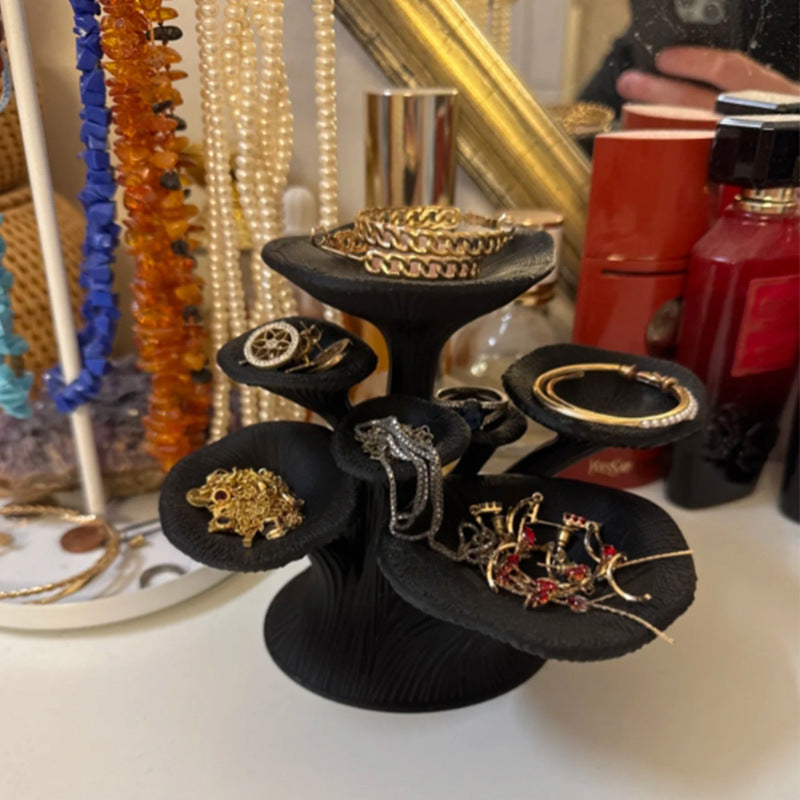 Fairycore Mystic Mushroom Jewelry Stand - Enchanting Toadstool Earring Trunk & Necklace Organizer, Quirky Vanity Table Decor, Creative Gift for Her