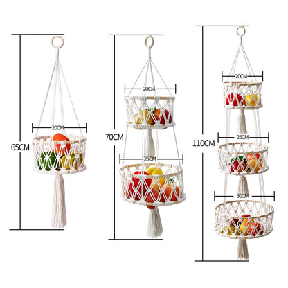 🍎 3-Tier Hanging Fruit Basket Save Counter Space & Display Fresh Produce Beautifully