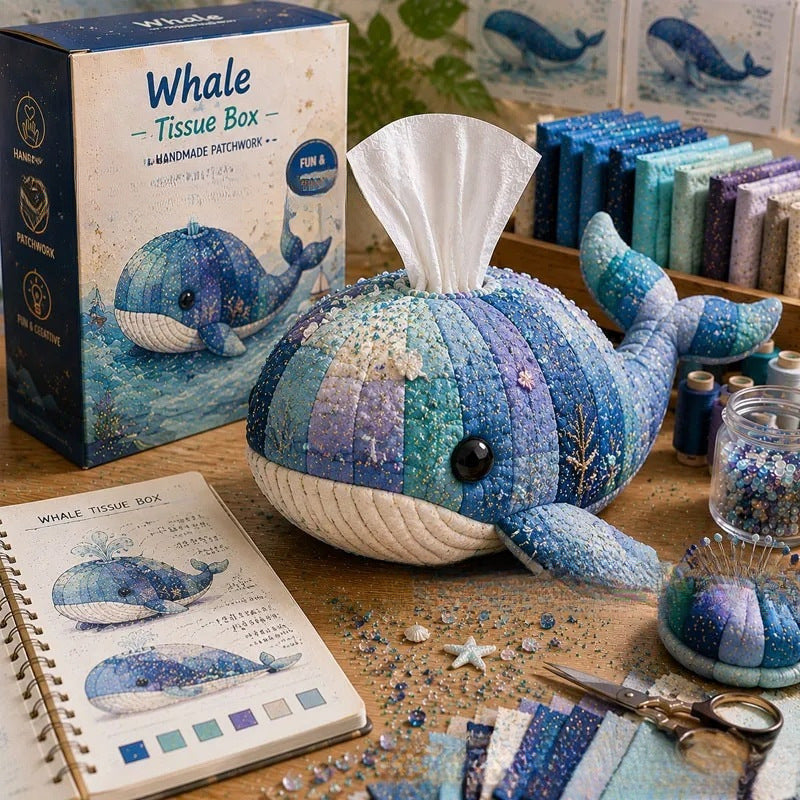 🐳 Animal DIY Tissue Box Kit – Stitch Your Own Ocean Friend & Add Charm to Your Home! 🧵